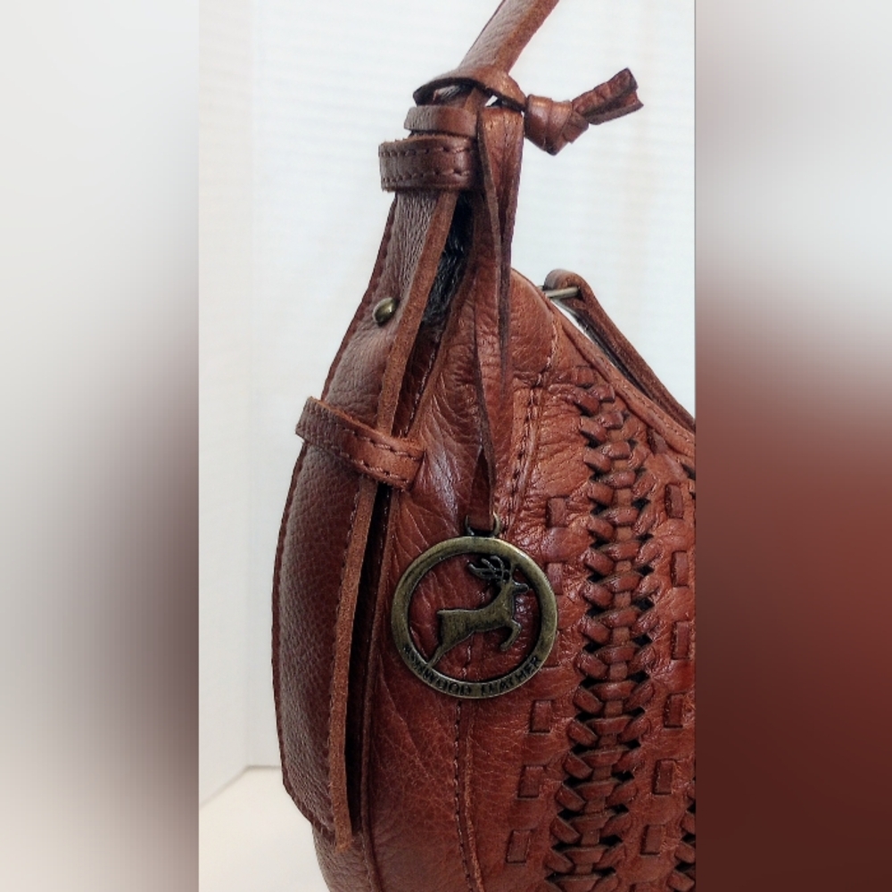 NWT Ashwood woven leather hobo shoulder bag, Cognac brown - Picture 8 of 14